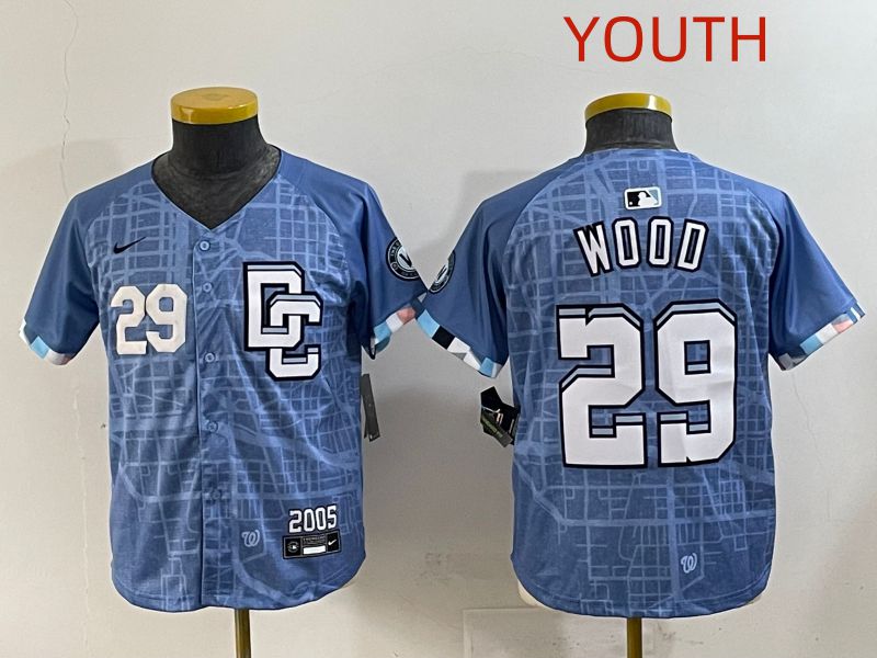 Youth 2025 Washington Nationals #29 Wood Blue Joint Name Nike MLB Jersey style 2->youth mlb jersey->Youth Jersey
